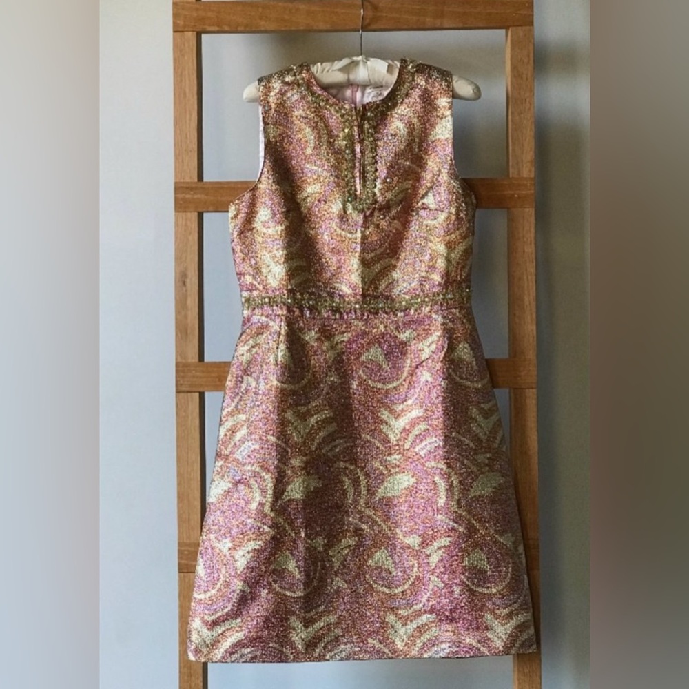 NWT - Manoush - Formal/Semi-formal Shift Dress - Metallic Pink & Gold - 42 Fr